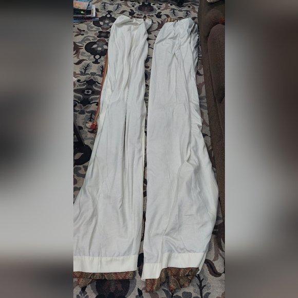 Custom Made Black-Out Lined Drapes 2 Panels 26x98 Damask Mixed Pattern Curtains - Picture 7 of 12